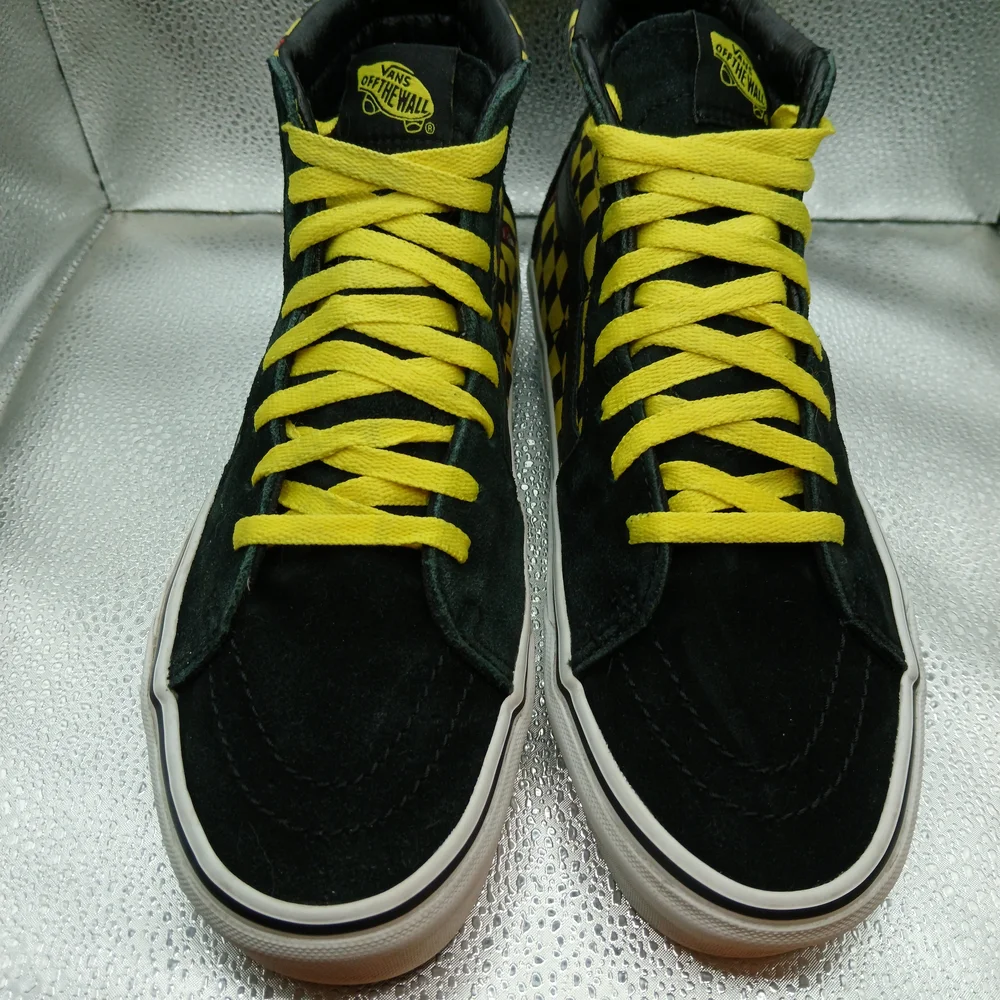 Vans Black and Yellow Checkered Sk-8 High-Top Where's Waldo Sneakers Men's Sz 8